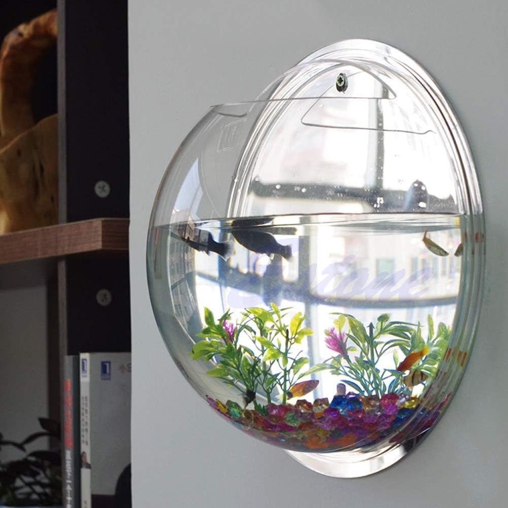 WCX Wall Mounted Fish Bowl Hanging Betta for Tank Aquarium Wall Decor Plant Fish Bubble Bowls Clear Acrylic 5.9" 7.7" 10.2" Aquariums Tanks for Turtles-0614