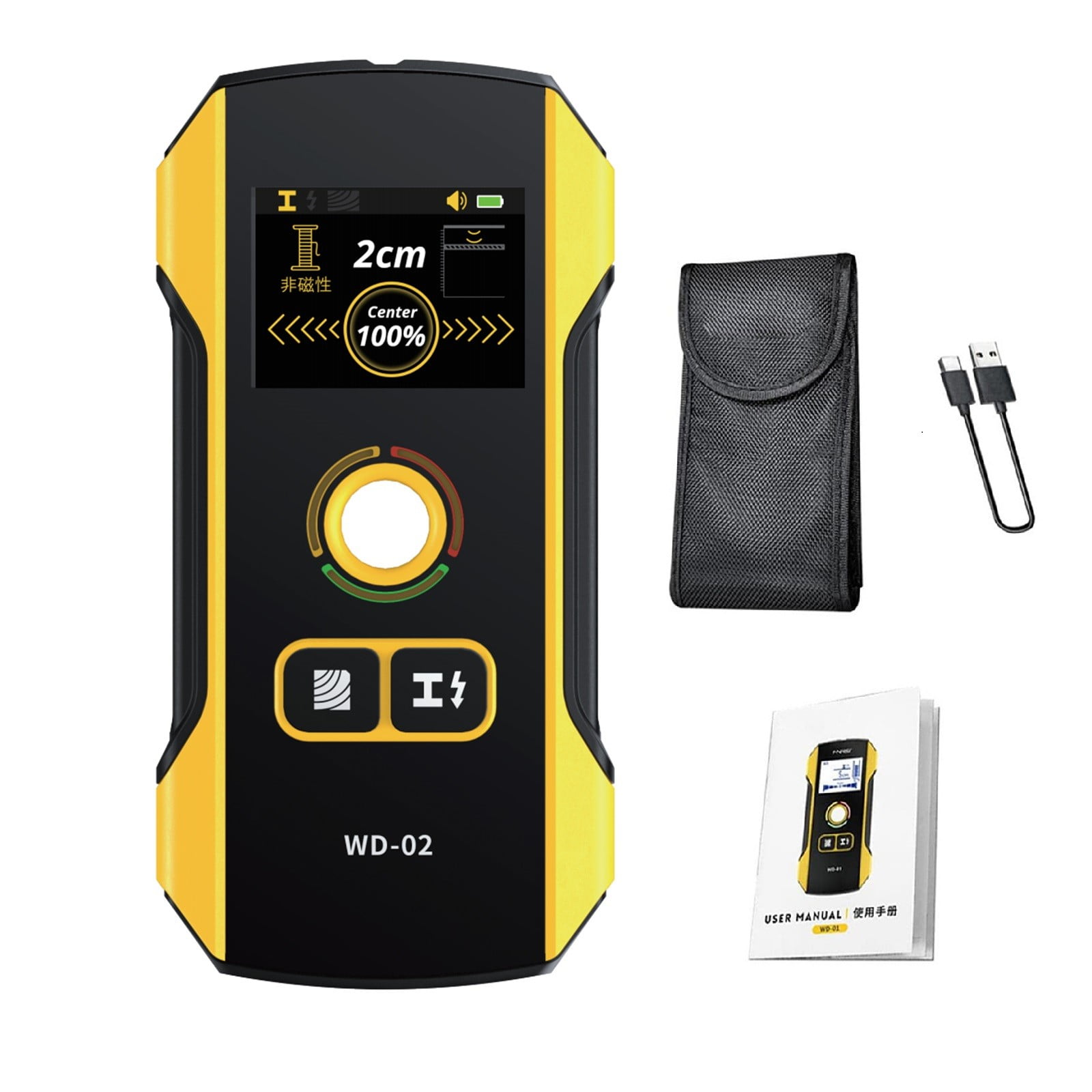 WD-02 Metal Detector Wall Scanner for AC Live Cable Wires Metal Wood Stud Find