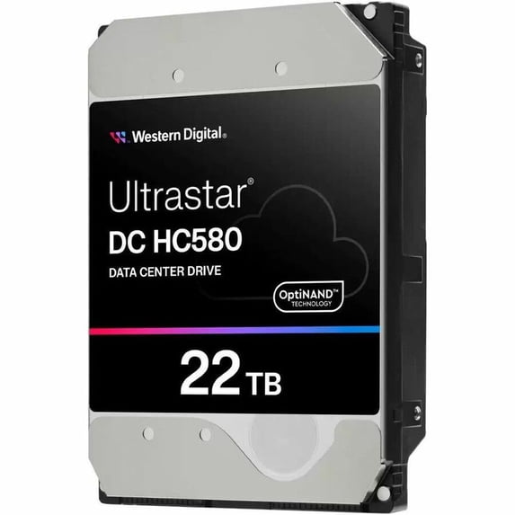 WD Ultrastar DC HC580 WUH722422ALE6L4 22 TB Hard Drive, 3.5" Internal, SATA (SATA/600), Conventional Magnetic Recording (CMR) Method