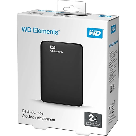 WD 2TB Elements Portable External Hard Drive for Windows, USB 3.2 Gen 1/USB 3.0 for PC & Mac, Plug and Play Ready - WDBU6Y0020BBK-WESN