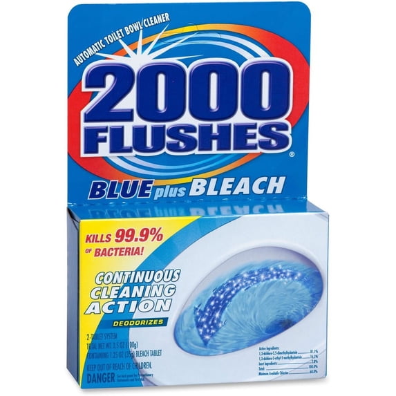 WD-40 2000 Flushes Blue/Bleach Bowl Cleaner Tablets - Tablet - 3.50 oz (0.22 lb) - 1 Each | Bundle of 5 Each