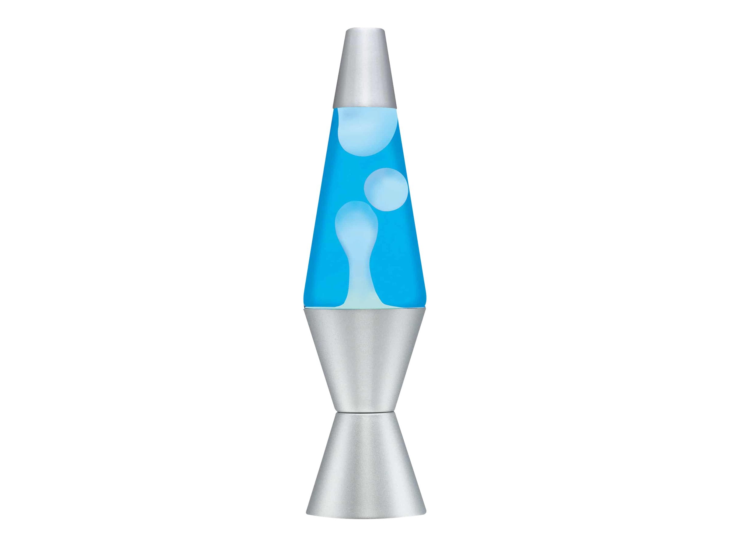 WD-40 Lava Lamp 11.5 Silver Base Lava Lamp, White Wax in Blue Liquid