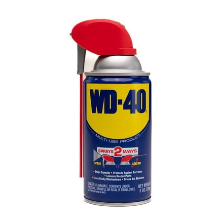 WD-40 Original Formula, Multi-Use Product with Smart Straw Sprays 2 Ways, Stops Squeaks, Protects Against Corrosion, Loosens Rusted Parts, Frees Sticky Mechanisms, Drives Out Moisture, 8 OZ