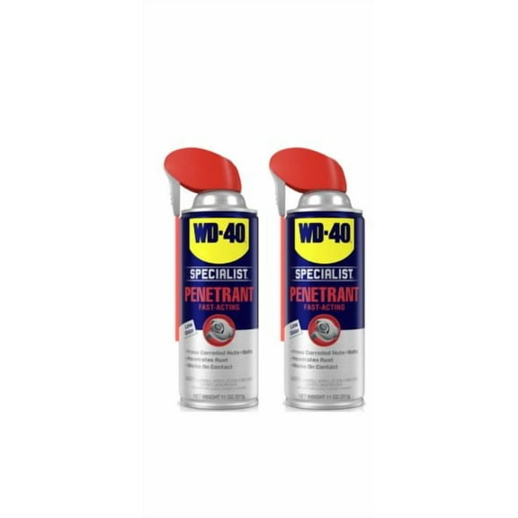 WD-40 Specialist Penetrant Spray with Smart Straw Sprays 2 Ways, Twin Pack, 11oz cans, Fast Acting penetrant, Rust Release penetrant, (Pack of 2) (300844)