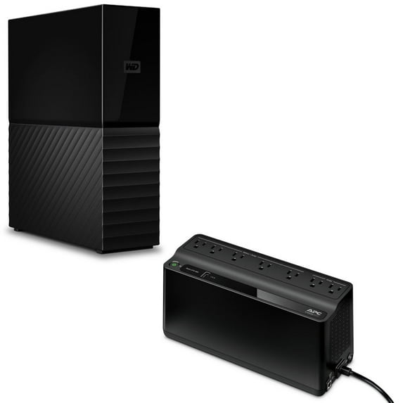 WD 4TB My Book Desktop External Hard Drive (WDBBGB0040HBK-NESN) with APC Battery Backup (BE600M1) Bundle