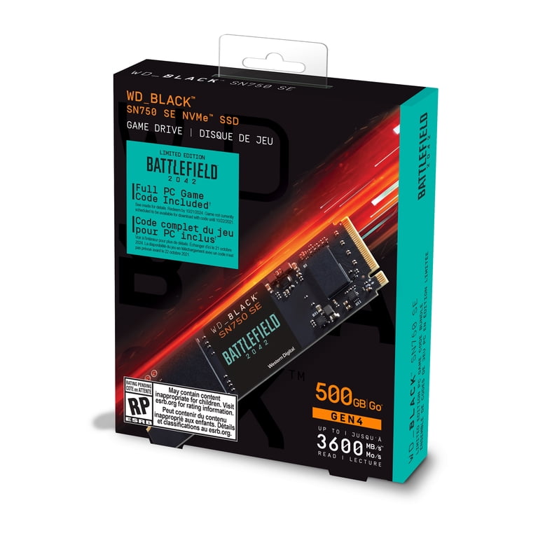 wd blackゲーマー向け 500GB SSD nvme M.2 WD_BLACK 500GB SN750 SE NVMe SSD with Battlefield 2042 Game Code