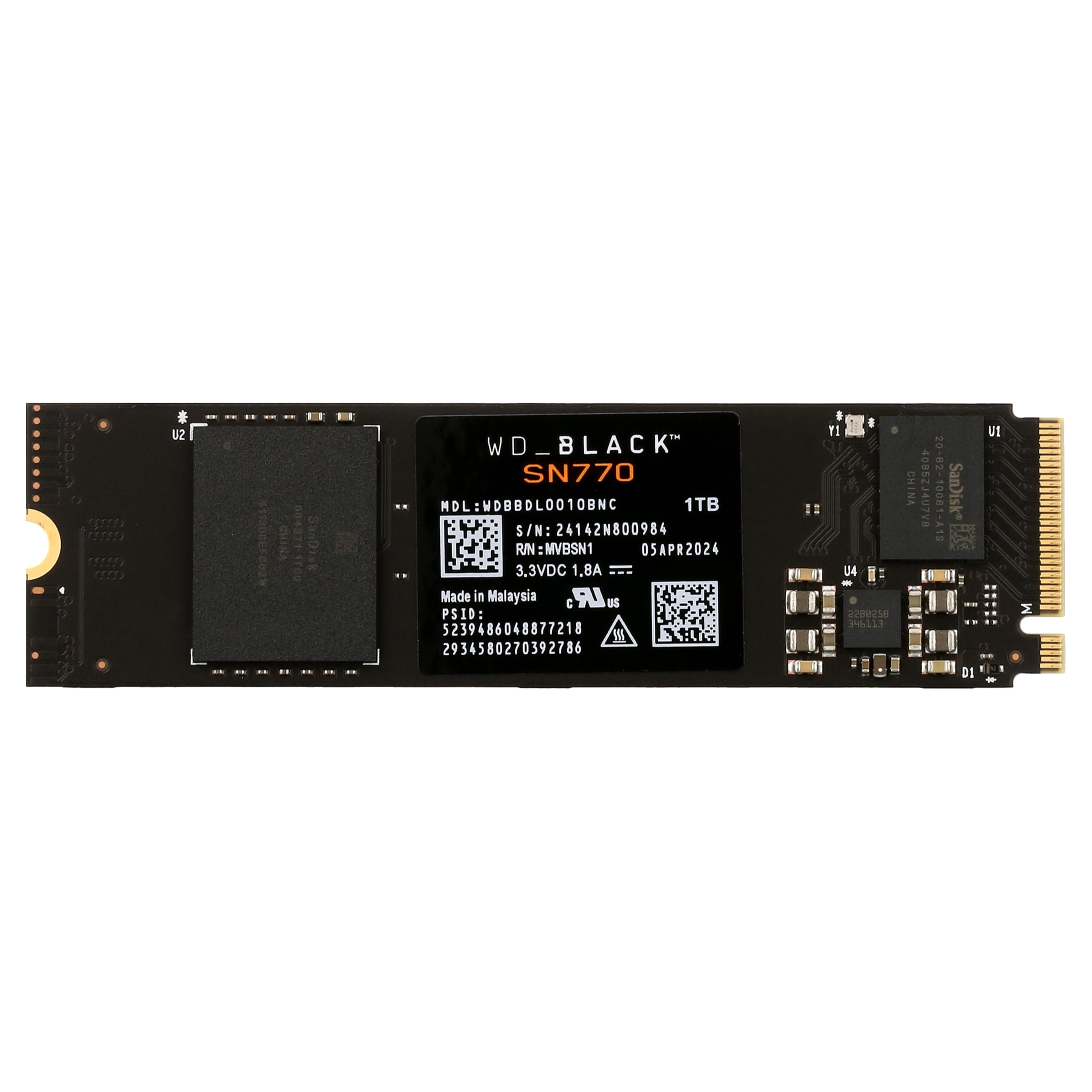 WD Black 1TB SN770 NVMe Internal Gaming SSD - Gen4 PCIe, M.2 WD Black 1TB SN770 NVMe Internal Gaming SSD - Gen4 PCIe, M.2
