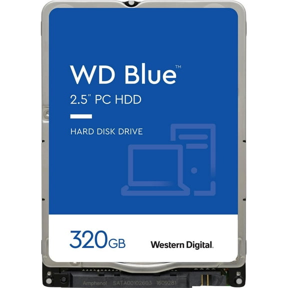 Western Digital 320GB WD Blue SATA HDD, 2.5" Mobile Hard Drive, 5400 RPM, 8 MB Cache - WD3200LPCX