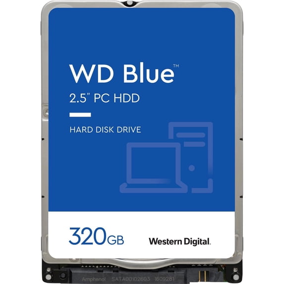 Western Digital 320GB WD Blue SATA HDD, 2.5" Mobile Hard Drive, 5400 RPM, 8 MB Cache - WD3200LPCX