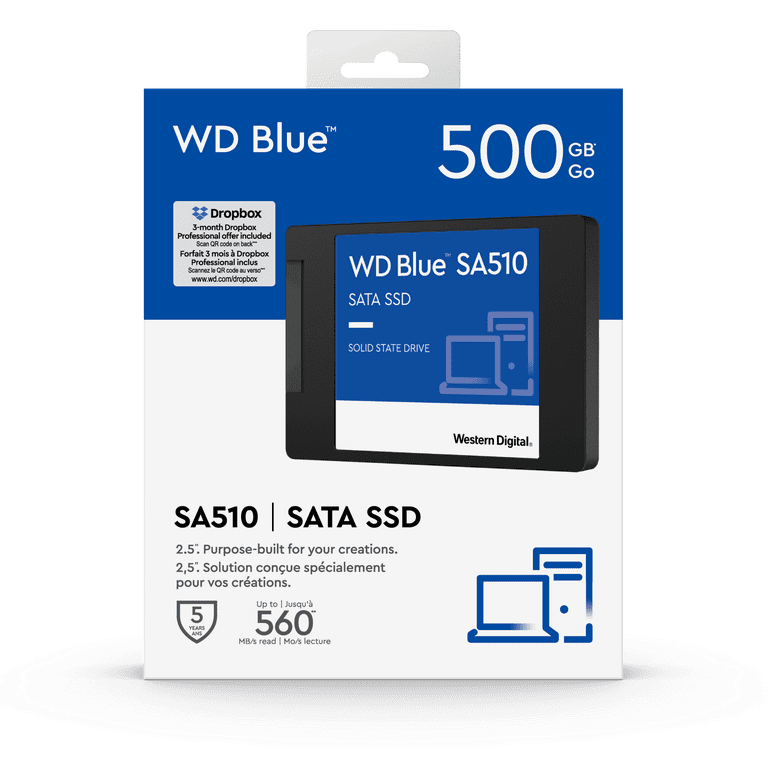misundelse Tung lastbil ødemark WD Blue 500GB SA510 SATA Internal Solid State Drive SSD -  WDBB8H5000ANC-WRWN - Walmart.com