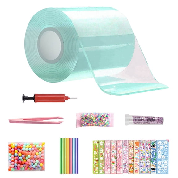 WD-Forest 2in Glitter Nano Tape DIY Kit Double-Sided Bubble Tape Set with Beads & Glitter Sensory Stress Relief Craft for All Ages
