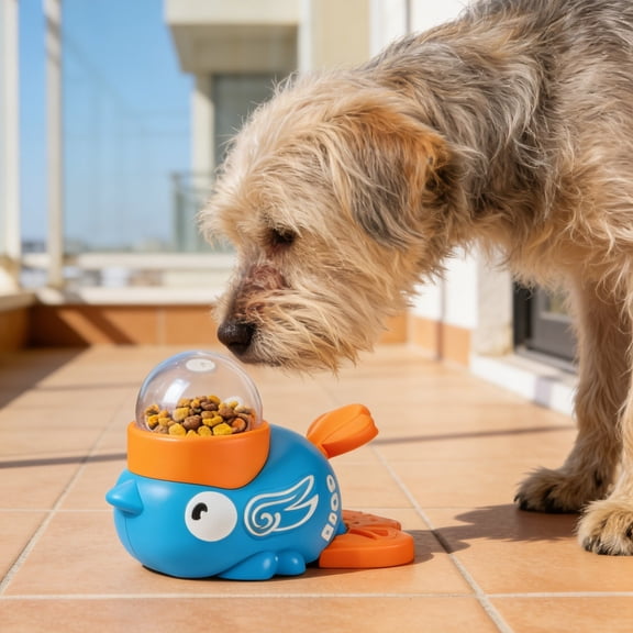 WD-Forest Blue Dog Slow Feeder Puzzle Toy 2-in-1 Interactive Bird Shaped Puppy Treat Feeding Food Dispenser for Small & Large Cats Dogs