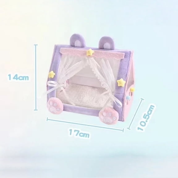 WD-Forest Dollhouse Bed Mini Princess Bed Pink Bed with Cute Canopy Mini Bedding Furniture for 6" Dolls for Dollhouse Bedroom Furniture