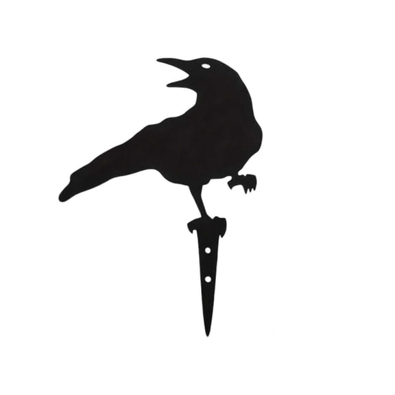WD-Forest Metal Crow Silhouette Garden Stake, 9.1" Black Bird Yard Art, Halloween Decorative Figurine for Lawn & Planter