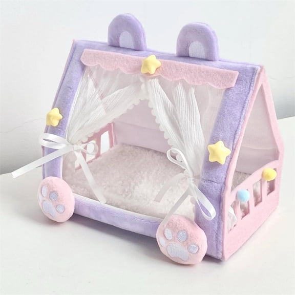 WD-Forest Mini Princess Doll Tent Bed 6.7" Cotton Lace Canopy Bed Dollhouse Furniture Accessory for Under 6" Dolls Display Cabinet Storage