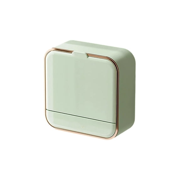 WD-Forest Modern Flip Top Soap Holder with Gold Accents 4.9" No-Drill Self-Draining Soap Dish for Bathroom Counter & Wall