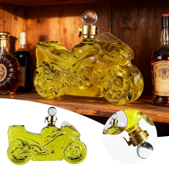 WD-Forest Motorcycle Decanter - Glass Art Statue Bottle 16 oz Unique Glass Bottle Figurine Ideal Gift for Movie Fans & Lovers