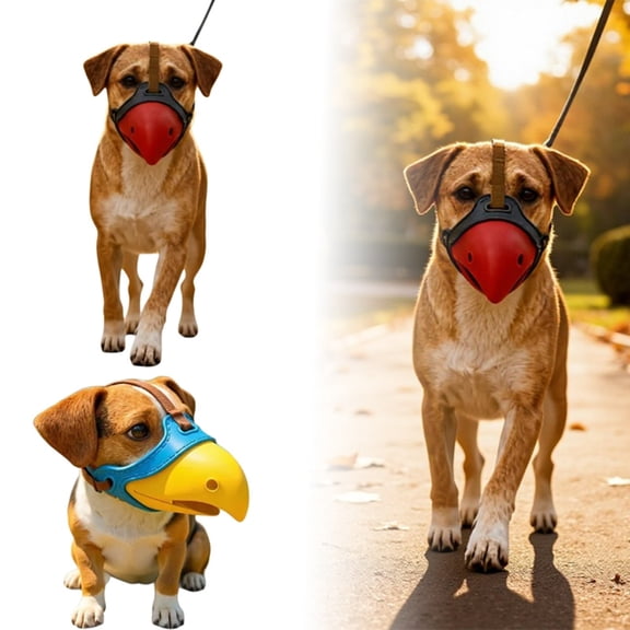 WD-Forest Red Dog Muzzle Mouth Cover TPR Dog Anti Barking Chewing Cute Parrot Mouth Shape Guard Anti-Bite Barking Device Guard XXS