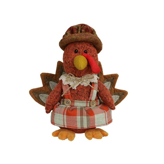 WD-Forest Thanksgiving Decorations Indoor 12inch Turkey Stuffed Animal Home Decor Fall Gifts Thanksgiving Party Turkey Plush Doll Tired Tray Table Decor - B