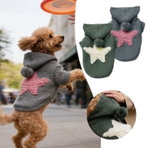 WD-Forest White Starfish Pattern Dog Hoodie with Hat Winter Pet Sweater Clothes Warm French Cat Sweatshirt for Cats Small Dogs Puppy Pomeranian Teddy XS