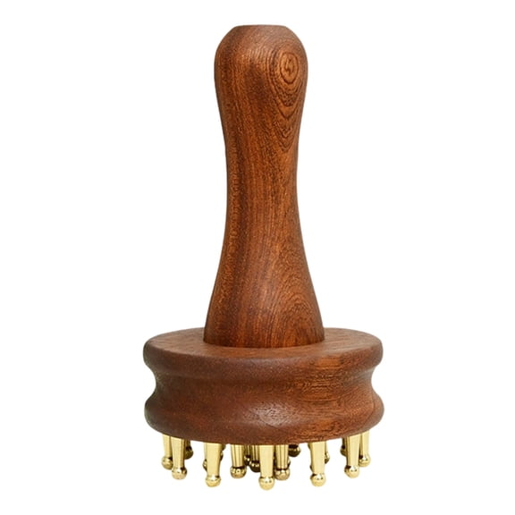 WD-Forest Wooden Gua Sha Massage Brush 24 Brass Teeth Deep Tissue Meridian Brush for Body Relaxation