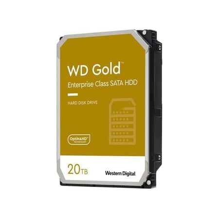 Western Digital Gold WD201KRYZ 20 TB Hard Drive, 3.5" Internal, SATA (SATA/600), Conventional Magnetic Recording (CMR) Method