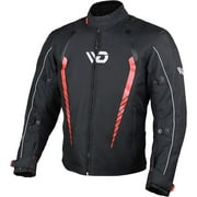 WD Men’s Motorcycle Jacket – Motorbike Riding Jacket with Armor Foam Padding for Impact Protection, Waterproof Jacket, Protective Gear for Summer, Winter, and Rainy Weather - BlackRed