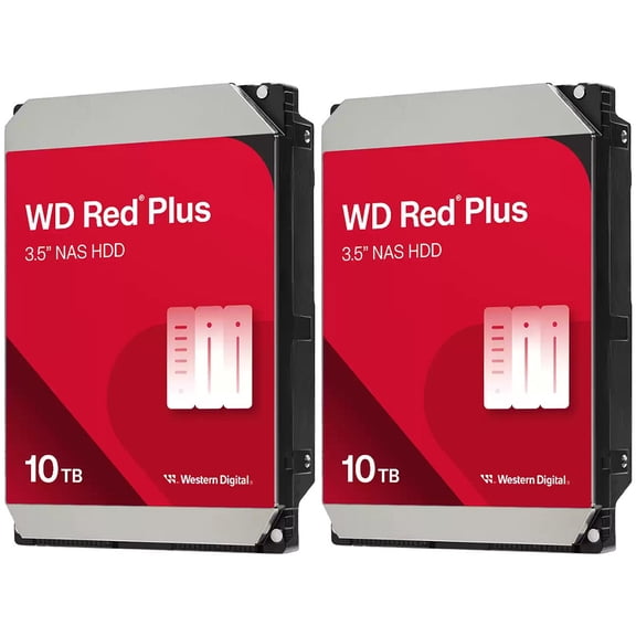 WD Red Plus 10TB 3.5" SATA III Internal NAS Hard Drive, 2-Pack