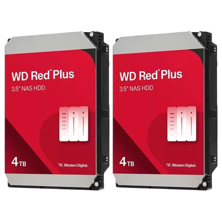 WD Red Plus 4TB 3.5" SATA III Internal NAS Hard Drive, 2-Pack