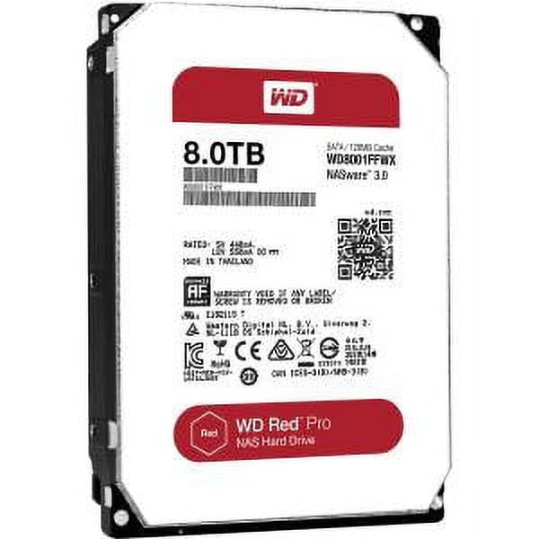 WD Red Pro 8TB NAS Hard Disk Drive - 7200 RPM Class SATA 6Gb/s 128MB Cache 3.5 Inch - WD8001FFWX