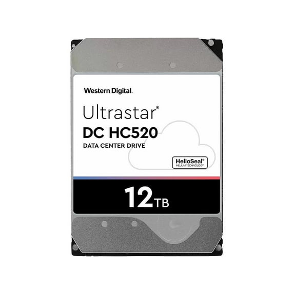 WD Ultrastar DC HC520 12TB Hard Drive 3.5" Internal 256MB SATA 7200 RPM 512E ISE NP3 DC HC520 0F30144 (HUH721212ALE600)