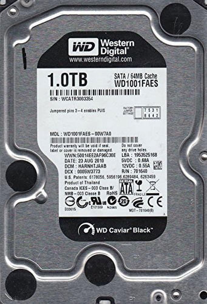 WD1001FAES-00W7A0, DCM HARNHTJAAB, Western Digital 1TB SATA 3.5