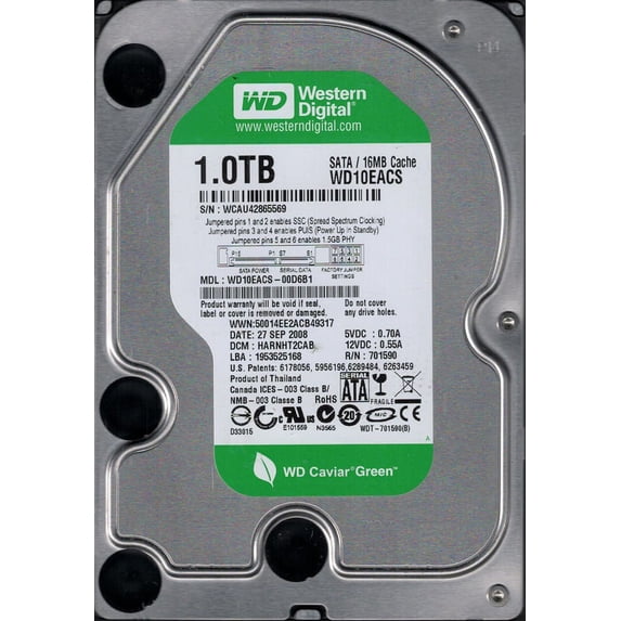 WD10EACS-00D6B1 Western Digital 1TB DCM: HARNHT2CAB