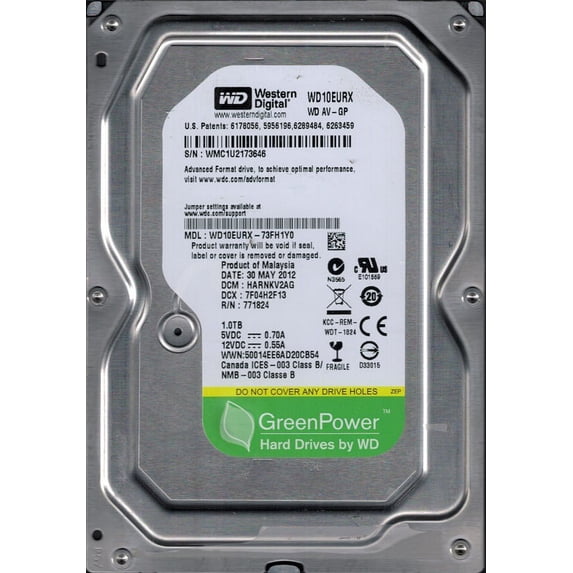 WD10EURX-73FH1Y0 DCM: HARNKV2AG WMC1U Western Digital 1TB