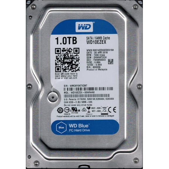 WD10EZEX-00WN4A0 DCM: EHNNKT2CH WMC6Y Western Digital 1TB
