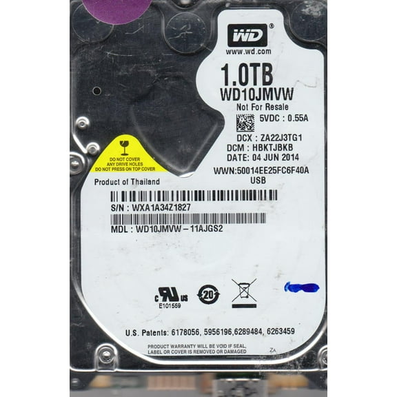 WD10JMVW-11AJGS2, DCM HBKTJBKB, Western Digital 1TB USB 2.5 Hard Drive