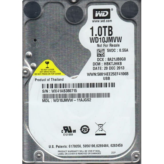 WD10JMVW-11AJGS2, DCM HBKTJHKB, Western Digital 1TB USB 2.5 Hard Drive