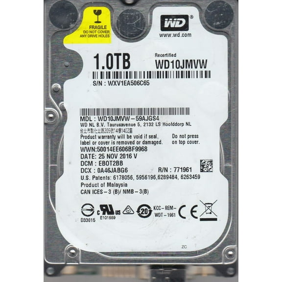 WD10JMVW-59AJGS4, DCM EBOT2BB, Western Digital 1TB USB 2.5 Hard Drive