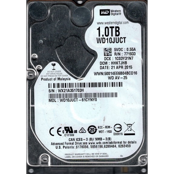 WD10JUCT-61CYNY0 DCM: HHKTJHB WX21A Western Digital 1TB