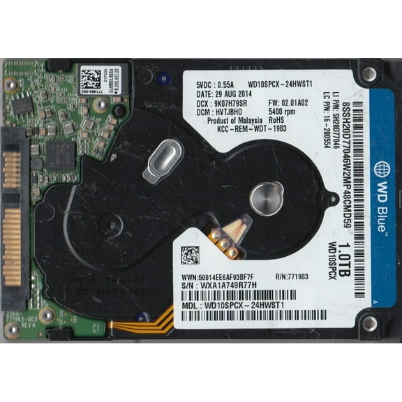 WD10SPCX-24HWST1, DCM HVTJBHO, Western Digital 1TB SATA 2.5 Hard Drive
