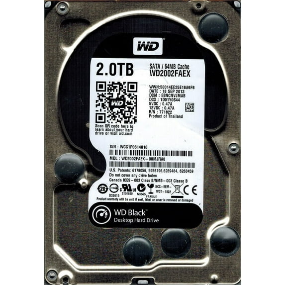 WD2002FAEX-00MJRA0 Western Digital DCM: EBNCNVJMAB 2TB