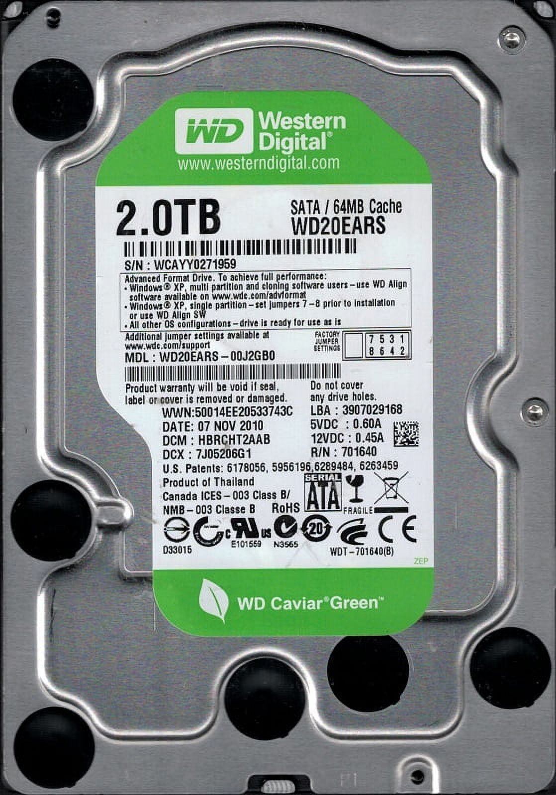 ☆中古☆ Western Digital WD20EARS 2TB SATA HDD 2台セット☆ 使用