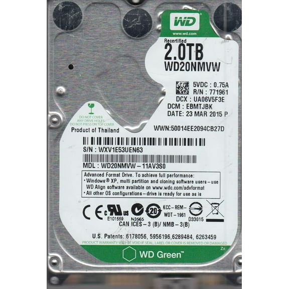 WD20NMVW-11AV3S0, DCM EBMTJBK, Western Digital 2TB USB 2.5 Hard Drive
