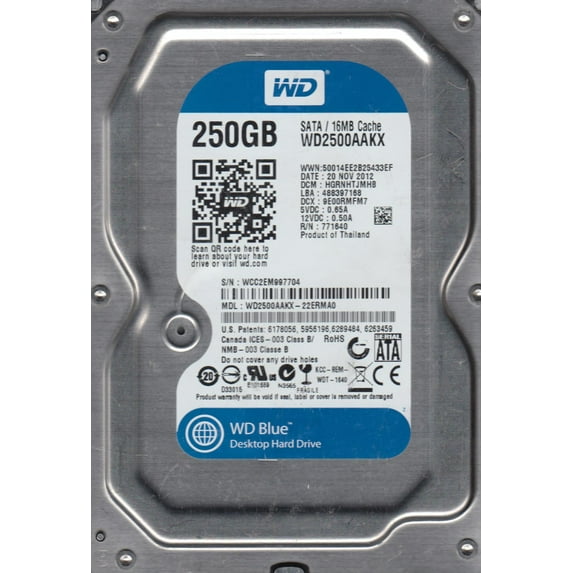 WD2500AAKX-22ERMA0, DCM HGRNHTJMHB, Western Digital 250GB SATA 3.5 Hard Drive