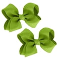 thumbnail image 1 of YITING Baby Girls Set of 2 Small Grosgrain 3" Boutique Hair Bows Alligator Clips (Apple Green), 1 of 3