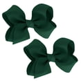 thumbnail image 1 of YITING Baby Girls Set of 2 Small Grosgrain 3" Boutique Hair Bows Alligator Clips Hunter, 1 of 3