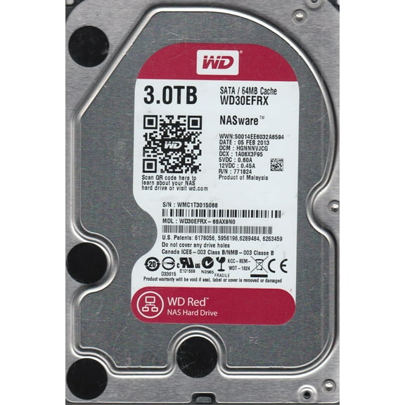 WD30EFRX-68AX9N0, DCM HGNNNVJCG, Western Digital 3TB SATA 3.5 Hard Drive