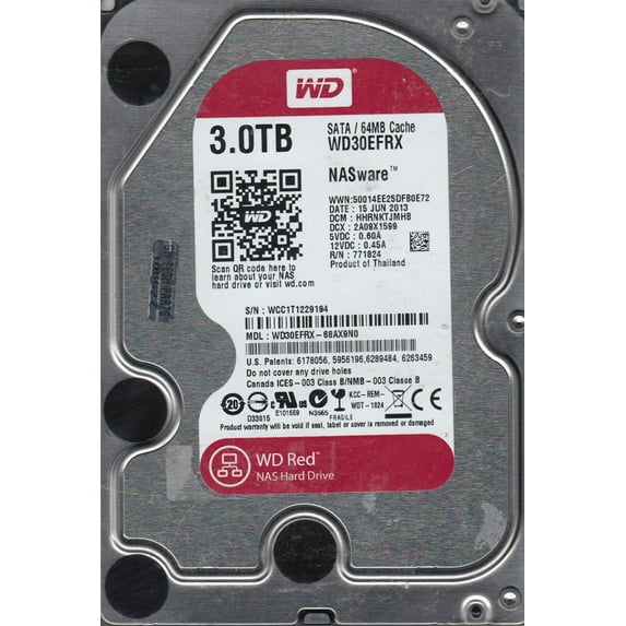 WD30EFRX-68AX9N0, DCM HHRNKTJMHB, Western Digital 3TB SATA 3.5 Hard Drive