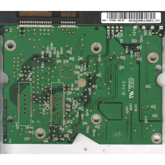 WD360ADFD-00NLR1, 2060-701384-002 REV A, 2061-701384-800 AC, Western Digital SATA 3.5 PCB