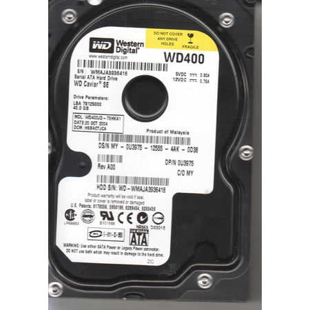 WD400JD-75HKA1, DCM HSBACTJCA, Western Digital 40GB SATA 3.5 Hard Drive